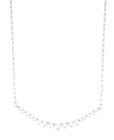 Adornia Adjustable Cultivated Pearl Curved Bar Necklace In Silver