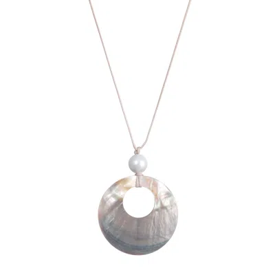 ADORNIA ADJUSTABLE LEATHER AND SHELL NECKLACE