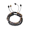 Adornia Adjustable Men's Black And Tiger's Eye Bracelet Set In Multi