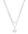 Adornia Adorni Adjustable Crystal Layered Chain Lock Necklace In Silver