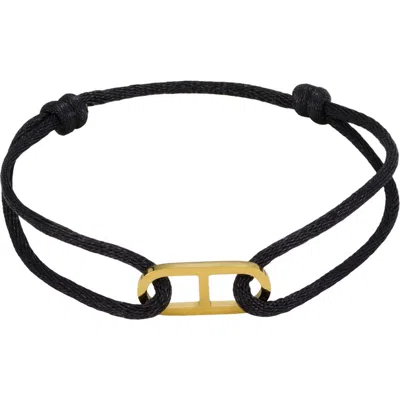 Adornia Anchor Link Cord Bracelet In Black/ Gold
