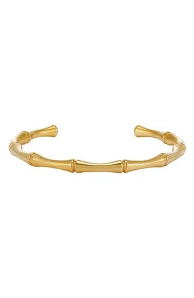 Adornia 18k Plated Stainless Steel Tarnish-resistant Bamboo Cuff Bracelet In Gold