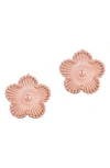 Adornia Tarnish Resistant 14k Rose Gold Plated 5-leaf Clover Stud Earrings In Pink