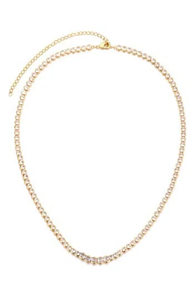 Adornia Bezel Crystal Tennis Necklace In Gold