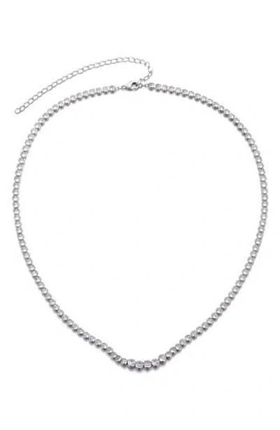 Adornia Bezel Crystal Tennis Necklace In Silver