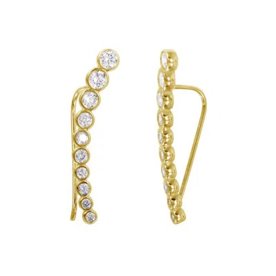 Adornia Bezeled Ear Climber Earrings Gold In Yellow