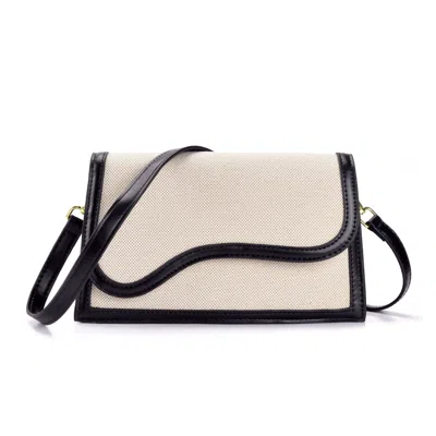 Adornia Black Curved Flap Shoulder And Crossbody Bag In Neutral