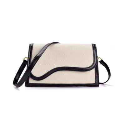 Adornia Black Curved Flap Shoulder And Crossbody Bag In Sand