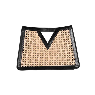 Adornia Black Rattan Kane Clutch In Beige
