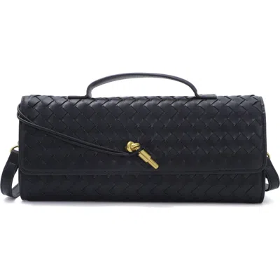 Adornia Black Woven Baguette Bag