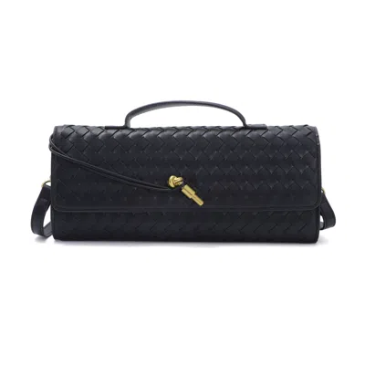 Adornia Black Woven Baguette Bag