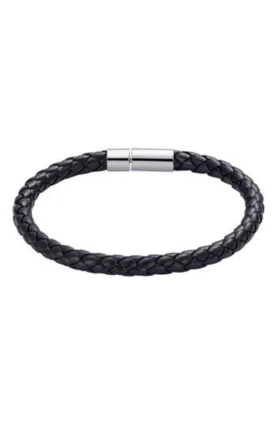 Adornia Black Woven Faux Leather Bracelet