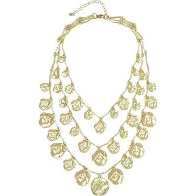 Adornia Plated Modern Bohemian Layered Necklace In Gold