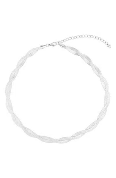Adornia Braided Herringbone Chain Necklace In Metallic