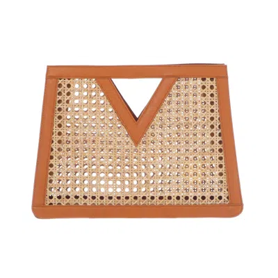 Adornia Brown Rattan Kane Clutch In Gold