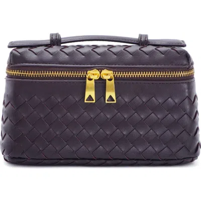 Adornia Burgundy Woven Top Handle Bag In Purple