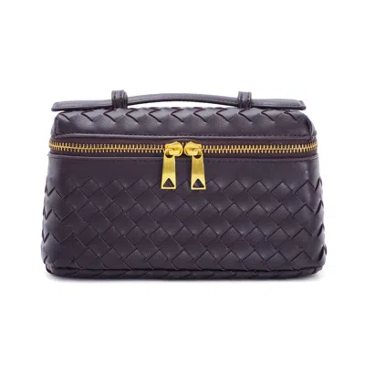 Adornia Burgundy Woven Top Handle Bag In Purple