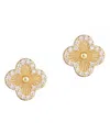 Adornia Button Clover Cubic Zirconia Halo Stud Earrings In Gold