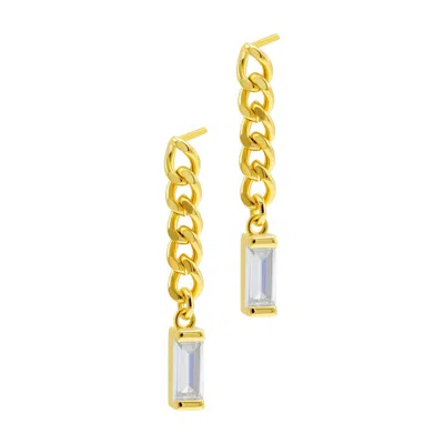 Adornia Chain Crystal Drop Earrings Gold