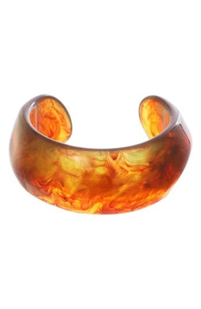 Adornia Chunky Acrylic Cuff Bracelet In Brown