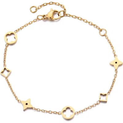 Adornia Clover Charm Station Bracelet In Gold