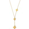 Adornia Tarnish Resistant 18k Gold Plated Pointed 3-clover Y-necklace In Gold