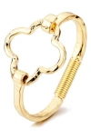 Adornia Gold Plated Hammered Clover Open Cuff Bracelet In Gold