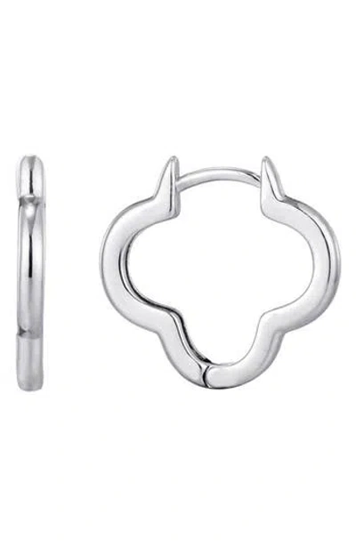 Adornia Silver Plated Clover Hoop Earrings In Metallic