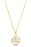 Adornia 14k Gold Plated Adjustable Clear Crystal Heart Clover Necklace In Gold