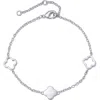 Adornia Silver Plated Clover Station Bracelet In Brown