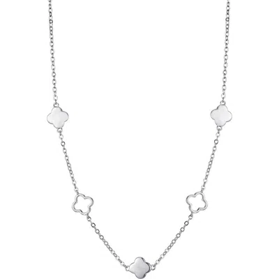 Adornia Clover Station Chain Necklace In Silver