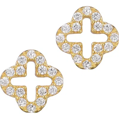 Adornia Clover Stud Earrings In Gold
