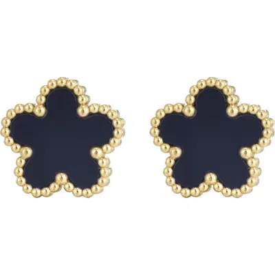 Adornia Clover Stud Earrings In Black