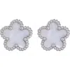 Adornia Clover Stud Earrings In White