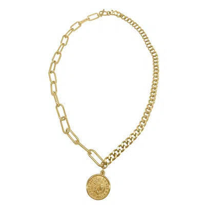 Adornia Coin Mixed Chain Necklace Yellow Gold