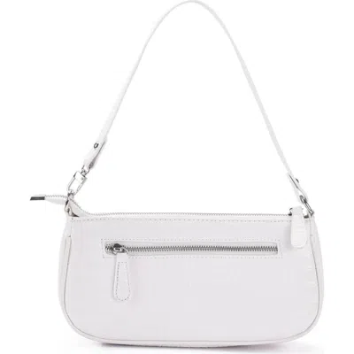 Adornia Croc Embossed Shoulder Bag In White