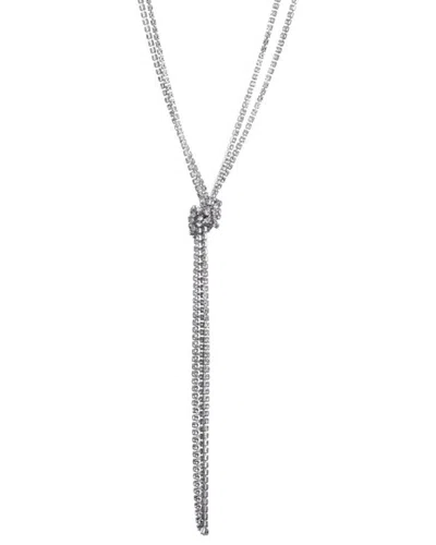 Adornia Crystal 32in Tennis Knotted Lariat Necklace In Metallic