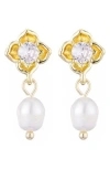 Adornia Crystal & Freshwater Pearl Drop Earrings In White