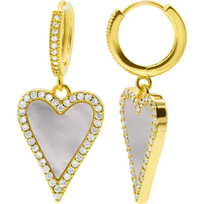 ADORNIA ADORNIA CRYSTAL & MOTHER OF PEARL HEART DROP EARRINGS