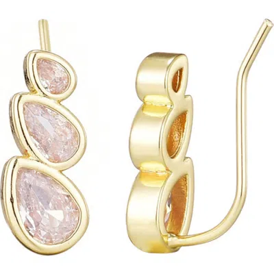 Adornia Crystal Climber Threader Earrings In Gold