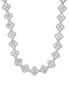 Adornia Silver Plated Crystal Clover Link Chain Necklace In Metallic