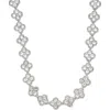 Adornia Silver Plated Crystal Clover Link Chain Necklace In Metallic