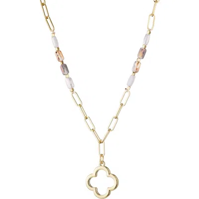 Adornia Crystal Clover Pendant Necklace In Gold