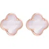Adornia 14k Rose Gold Plated Clover Stone Stud Earrings In White