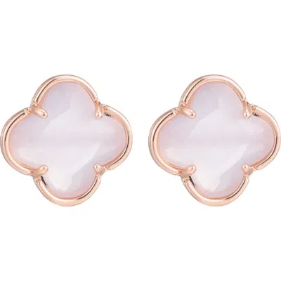 Adornia Crystal Clover Stud Earrings In White