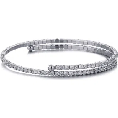 Adornia Crystal Coil Wrap Bracelet In Silver