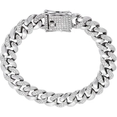 Adornia Crystal Curb Chain Bracelet In Silver