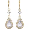 Adornia Gold Plated Pear Crystal Halo Drop Earrings In Gold