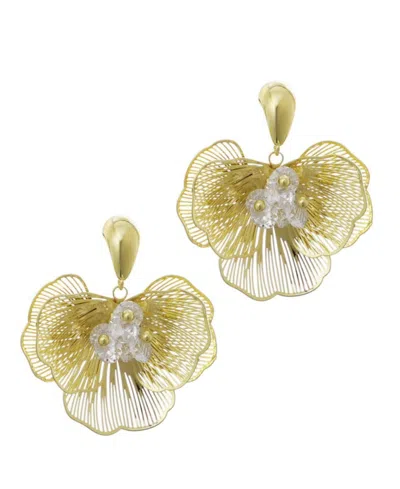 Adornia 14k Plated Crystal Flower Stud Earrings In Gold
