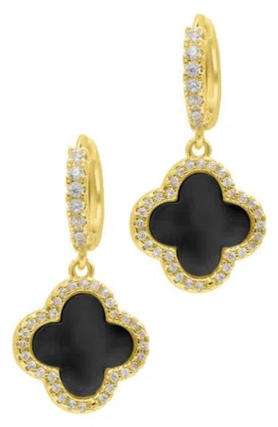 Adornia Crystal Halo Clover Drop Earrings In Gold